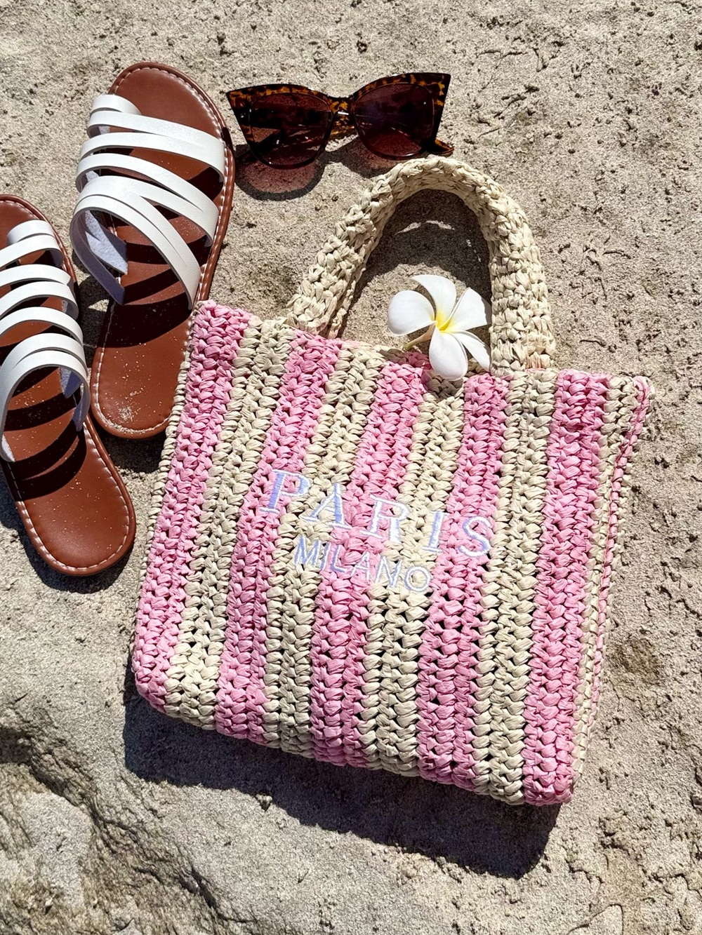 Striped Paris Milano pink purse